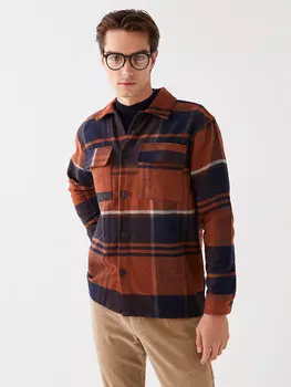 Мужская рубашка-рубашка в клетку с длинным рукавом стандартного кроя LCW Vision, оранжевый плед