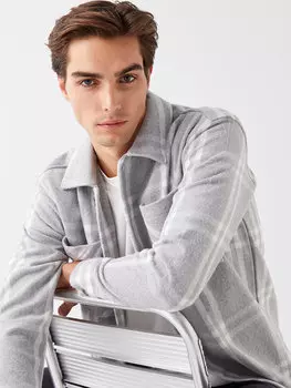 Мужская рубашка-рубашка в клетку с длинным рукавом стандартного кроя LCW Vision, серый плед