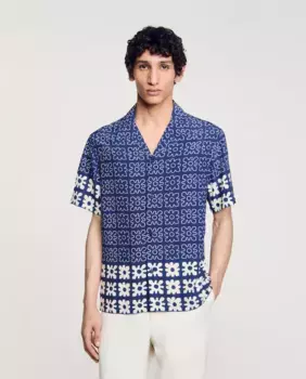 Мужская рубашка с цветочным принтом Sandro, синий