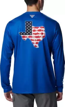 Мужская рубашка с длинным рукавом Columbia PFG Terminal Tackle Statetriot, цвет Vivid Blue/White TX