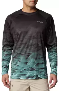 Мужская рубашка с длинным рукавом Columbia PFG Terminal Tackle Fish Flag, цвет Black/Fish Flow Sailfish