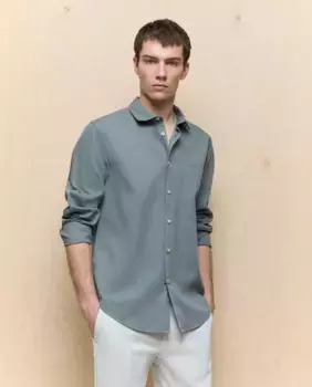 Мужская рубашка с длинным рукавом garment dyed Easy Wear, цвет 520 Kaki