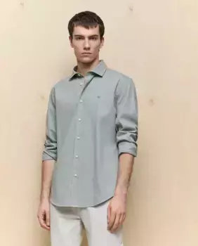 Мужская рубашка с длинным рукавом garment dyed Easy Wear, зеленый