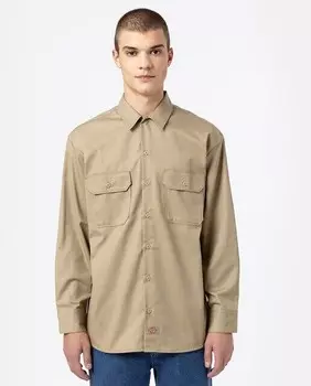 Мужская рубашка с длинным рукавом и двумя нагрудными карманами Dickies, хаки
