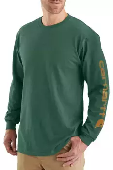 Мужская рубашка с длинным рукавом и графическим логотипом Carhartt, цвет Frosted Balsam Heather