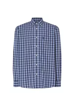 Мужская рубашка с длинным рукавом и карманом Легко гладить Легко гладить Очень мягкая синяя El Bho NOCTURNO, синий