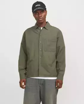 Мужская рубашка с длинным рукавом и передним карманом Jack & Jones, зеленый