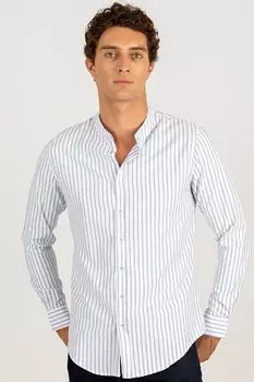Мужская рубашка с длинным рукавом и полосатым воротником Slim Fit TUDORS