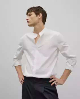 Мужская рубашка с длинным рукавом и воротником-стойкой Adolfo Dominguez, белый