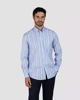 Мужская рубашка с длинным рукавом и воротником на пуговицах в полоску, большие размеры Paul & Shark, многоцветный