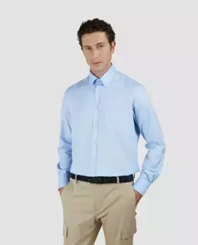 Мужская рубашка с длинным рукавом и воротником на пуговицах, большие размеры Paul & Shark, голубой