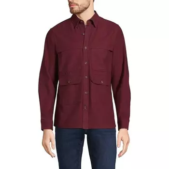 Мужская рубашка с длинным рукавом из фактурного твила Lands End Lands' End, цвет Royal Burgundy