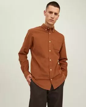 Мужская рубашка с длинным рукавом Jack & Jones, коричневый