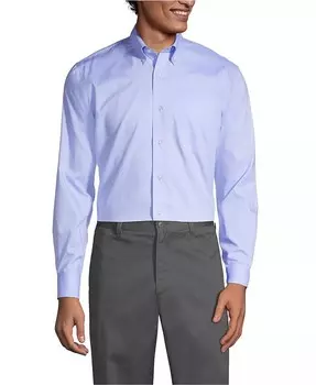 Мужская рубашка с длинным рукавом No Iron Pinpoint Lands' End, синий