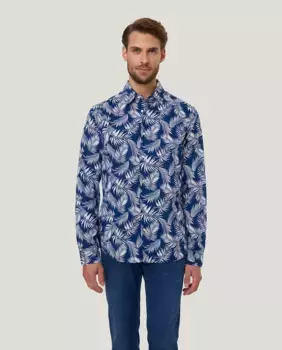 Мужская рубашка с длинными рукавами без карманов Pierre Cardin, синий