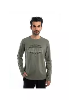 Мужская рубашка с длинными рукавами и принтом Malanda Falls ROADSIGN australia, цвет Oliv