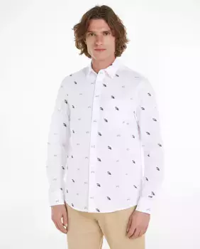 Мужская рубашка с длинными рукавами и принтом Tommy Jeans, белый