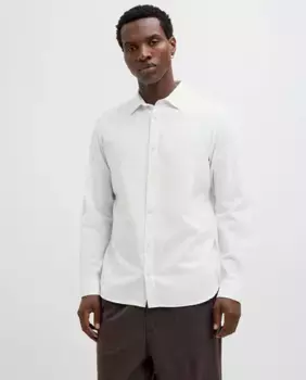 Мужская рубашка с длинными рукавами и воротником-стойкой Jack & Jones, белый