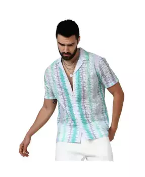 Мужская рубашка с горизонтальным тай-дайем в морской зелени и лаванде Campus Sutra, зеленый