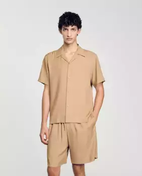 Мужская рубашка с итальянским воротником Sandro, светло-коричневый