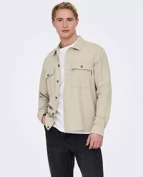 Мужская рубашка с карманами Only & Sons, бежевый