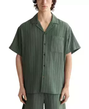 Мужская рубашка с карманом на пуговицах, свободного кроя, с коротким рукавом и тональными полосками SCOTCH & SODA, зеленый
