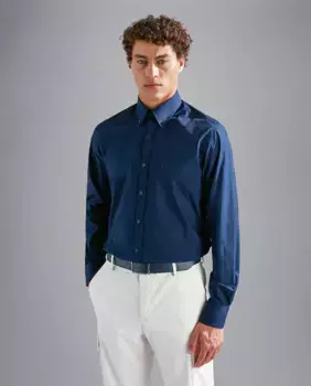 Мужская рубашка с контрастным воротником и манжетами Paul & Shark, темно-синий