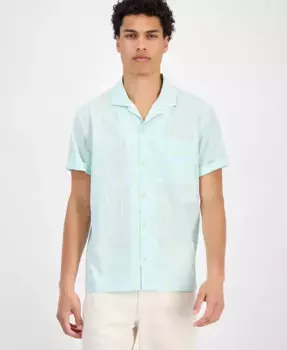 Мужская рубашка с коротким рукавом Adrian в полоску на пуговицах Sun + Stone, синий