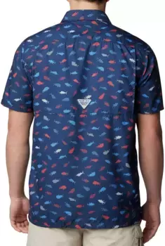 Мужская рубашка с коротким рукавом Columbia PFG Super Slack Tide, цвет Collegiate Nvy Strs Strps