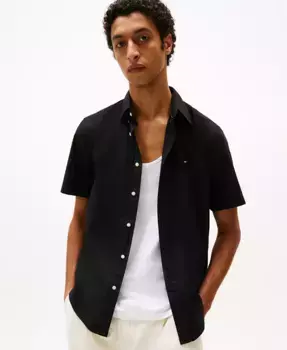 Мужская рубашка с коротким рукавом Flex Poplin Regular Fit Tommy Hilfiger, синий