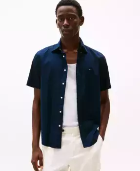 Мужская рубашка с коротким рукавом Flex Poplin Regular Fit Tommy Hilfiger, синий