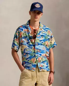 Мужская рубашка с коротким рукавом и карманом классического кроя Polo Ralph Lauren, мультиколор