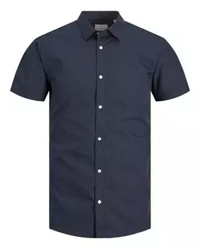 Мужская рубашка с коротким рукавом Jack & Jones, темно-синий
