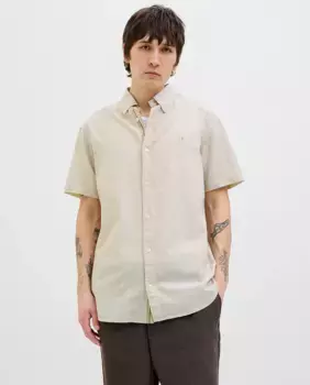 Мужская рубашка с коротким рукавом, классический крой Jack & Jones, бежевый
