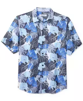 Мужская рубашка с коротким рукавом на пуговицах Coastal Cool Azul Escape Tommy Bahama, синий