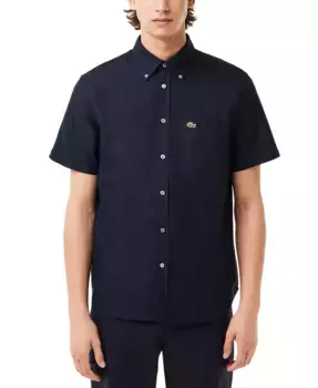 Мужская рубашка с коротким рукавом на пуговицах Oxford Lacoste, синий