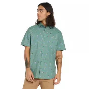 Мужская рубашка с коротким рукавом на пуговицах Hurley, цвет artillery