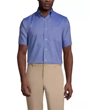 Мужская рубашка с коротким рукавом Oxford Dress Shirt Lands' End, синий