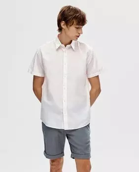 Мужская рубашка с коротким рукавом Selected, белый