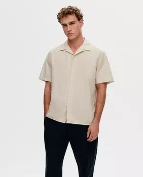 Мужская рубашка с коротким рукавом Selected, бежевый