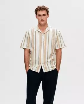 Мужская рубашка с коротким рукавом Selected, бежевый