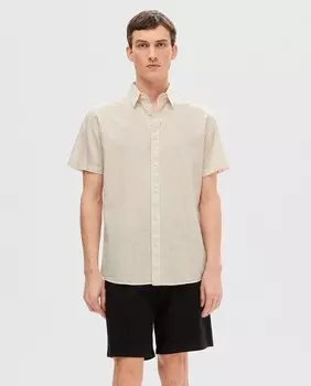 Мужская рубашка с коротким рукавом Selected, бежевый