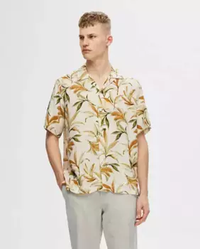 Мужская рубашка с коротким рукавом Selected, цвет Crema