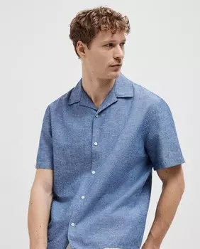 Мужская рубашка с коротким рукавом Selected, синий