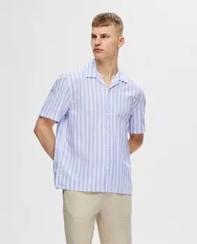 Мужская рубашка с коротким рукавом Selected, светло-синий