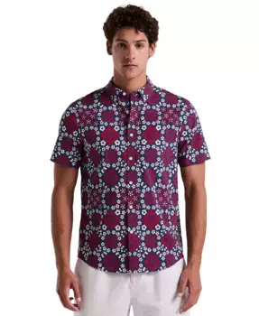 Мужская рубашка с коротким рукавом Slim Fit, принт "медальон", на пуговицах Original Penguin, красный