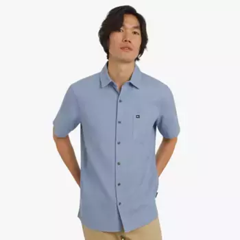 Мужская рубашка с коротким рукавом в ёлочку Quiksilver, цвет ashley blue