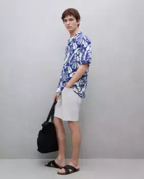 Мужская рубашка с короткими рукавами и принтом «боулинг» Easy Wear, синий