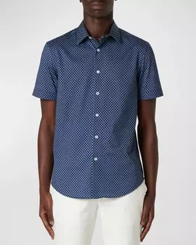Мужская рубашка с короткими рукавами из хлопка Miles Oooh Bugatchi, цвет Navy