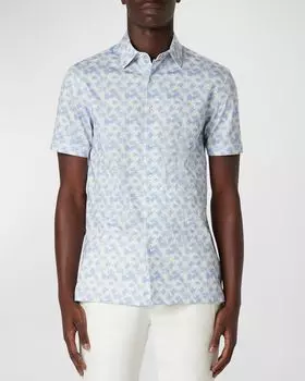 Мужская рубашка с короткими рукавами Milo OoohCotton Bugatchi, цвет Riviera